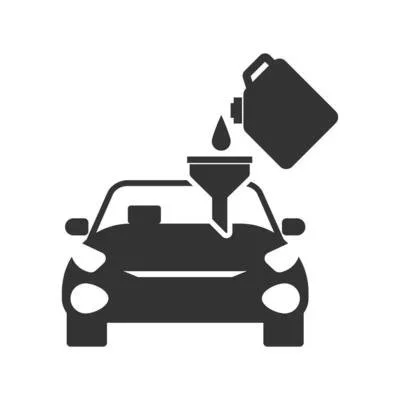 Icon of a car with a fuel container pouring fuel into its gas tank.