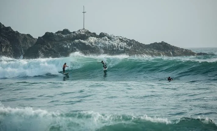 Surfing in San Bartolo, a coastal art and surf town south of Lima, Peru