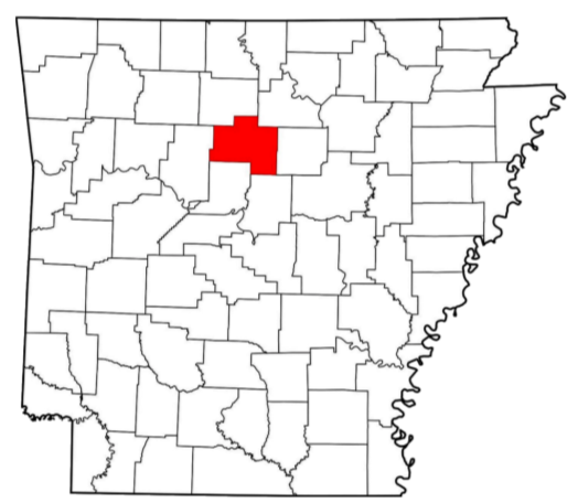 Map of Arkansas with Van Buren County highlighted in red.