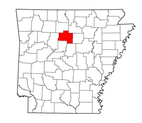 Map of Arkansas with Van Buren County highlighted in red.