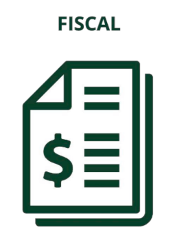Icon of a document with a dollar sign and lines of text, labeled 'FISCAL' at the top.