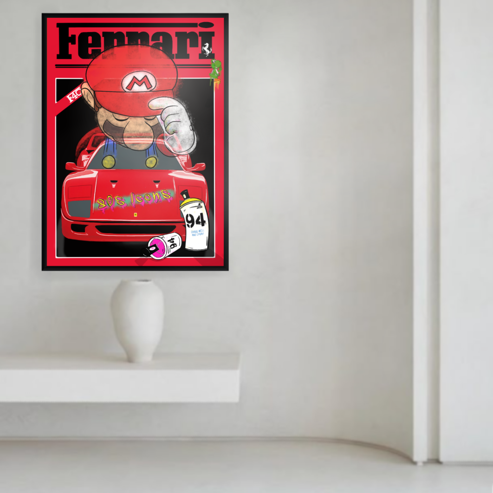 Ferrari mock up on white wall