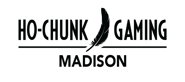 Logo for Ho-Chunk Gaming Madison with a feather design.