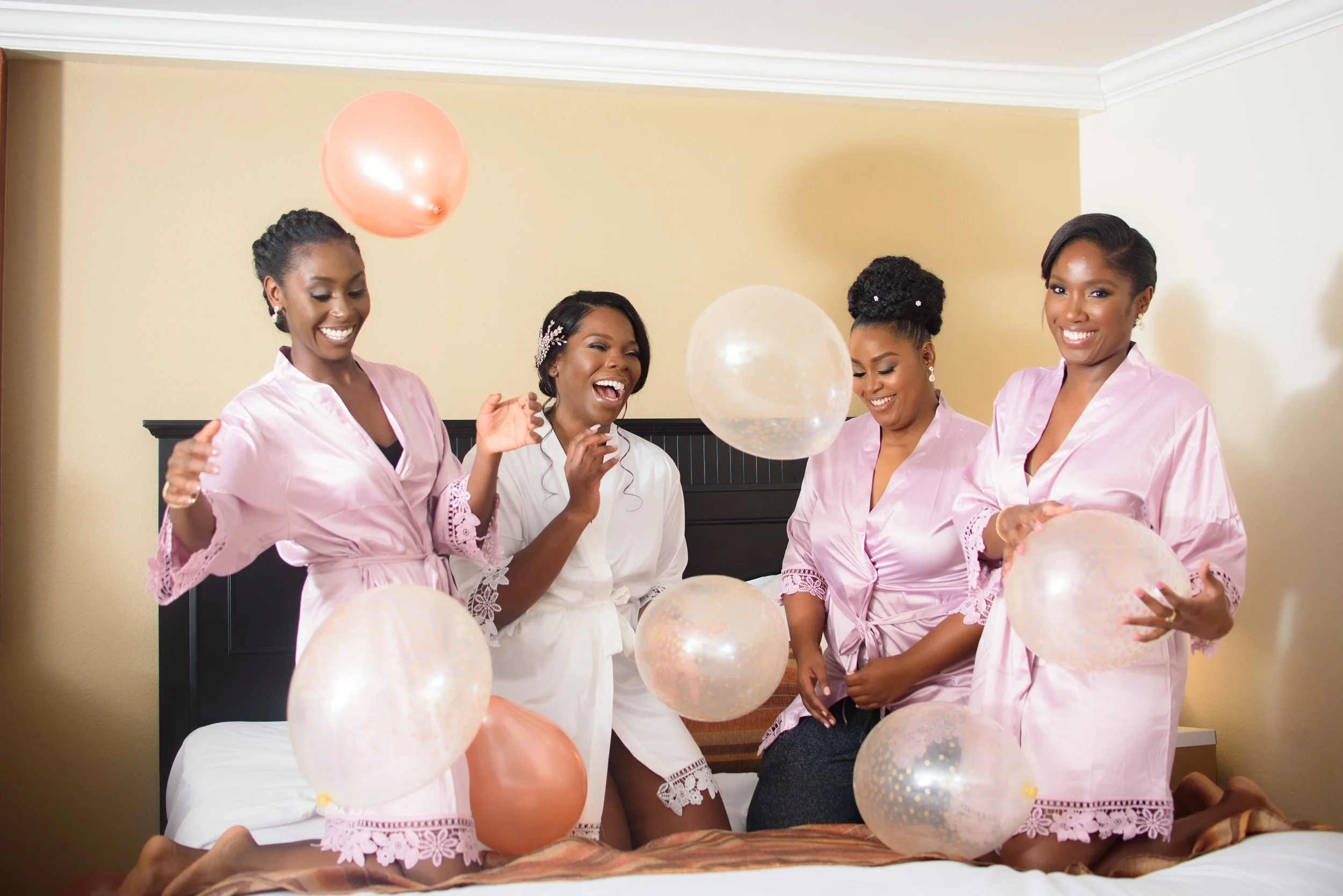 Wedding day bridal party getting ready photos