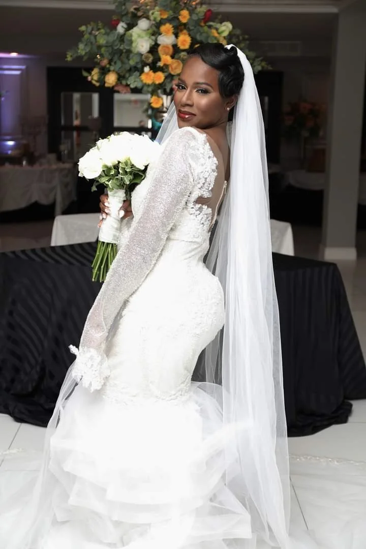 Black Bridal Makeup with a red lip