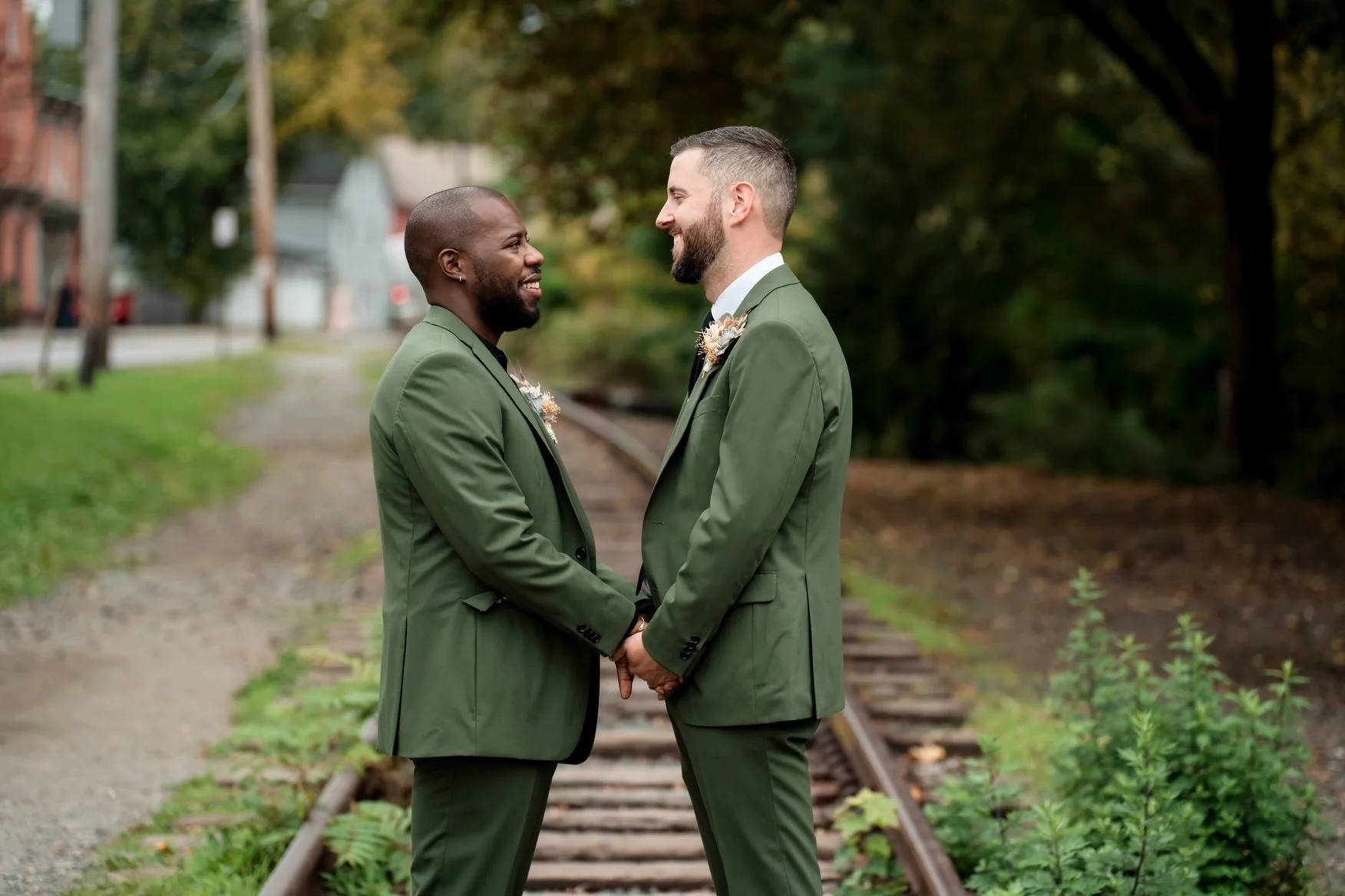 Grooms getting married with nice haircuts