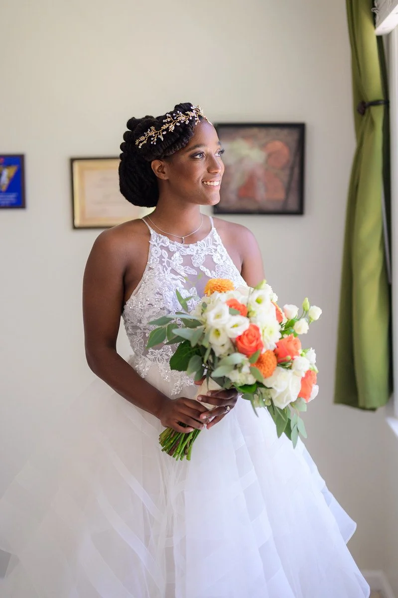 Brides with locs on her wedding day