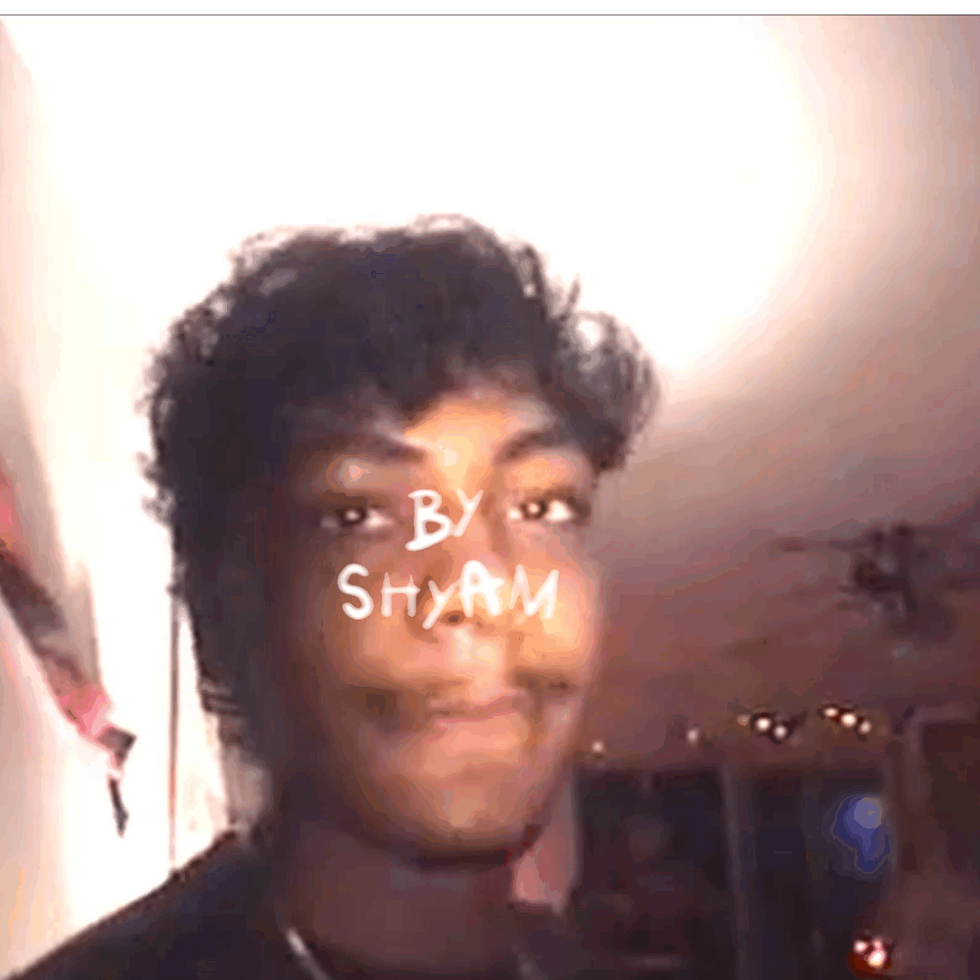 A young person with curly hair smiling at the camera, with text overlayed that says 'BY SHYAM'.