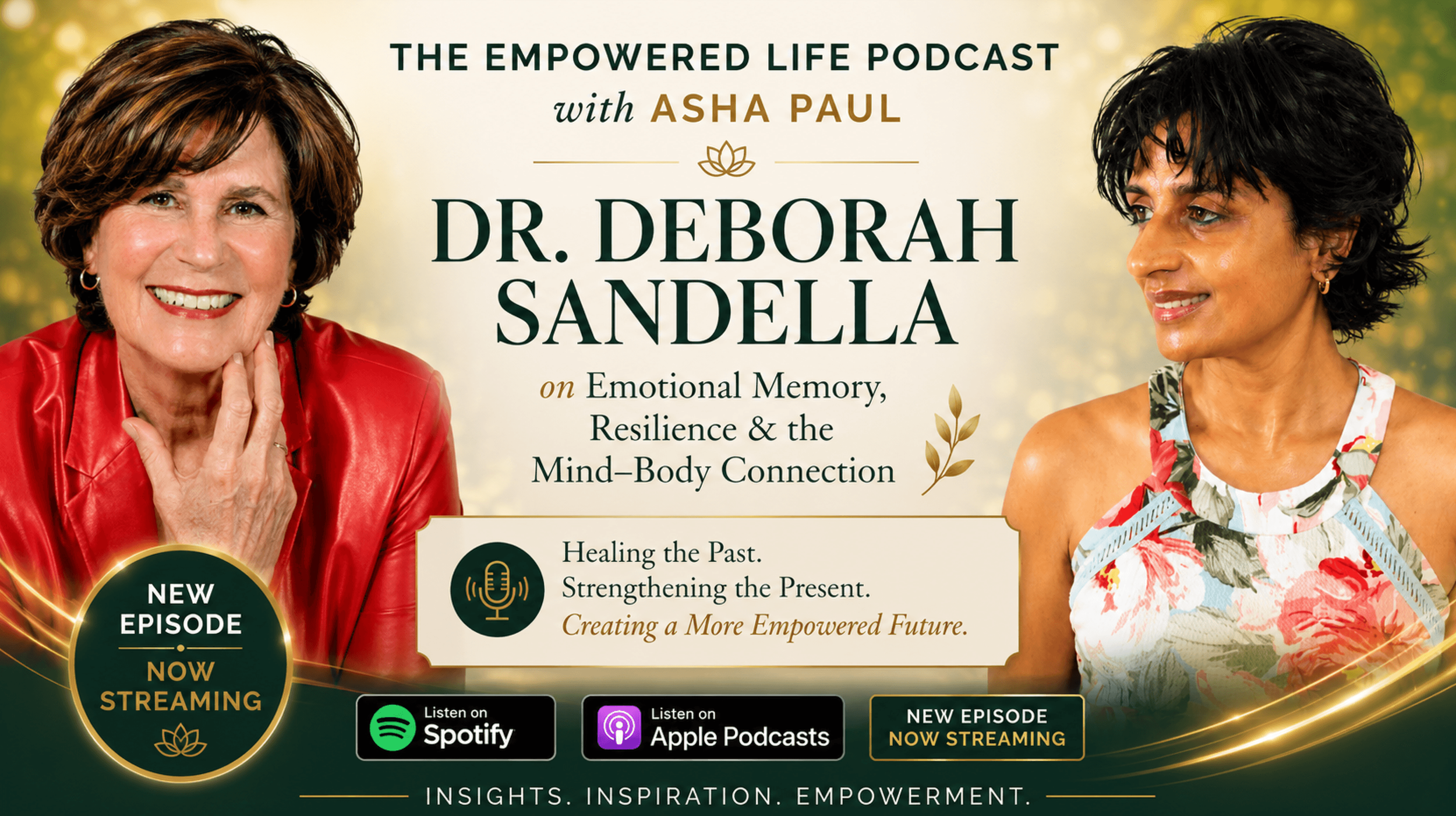 Asha Paul with Dr. Deborah Sandella on The Empowered Life Podcast discussing emotional resilience, life patterns, and healthy aging