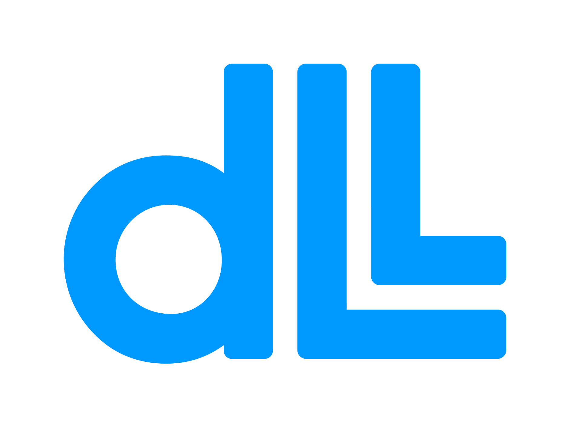 Blue stylized logo with the word "dell" in lowercase letters.