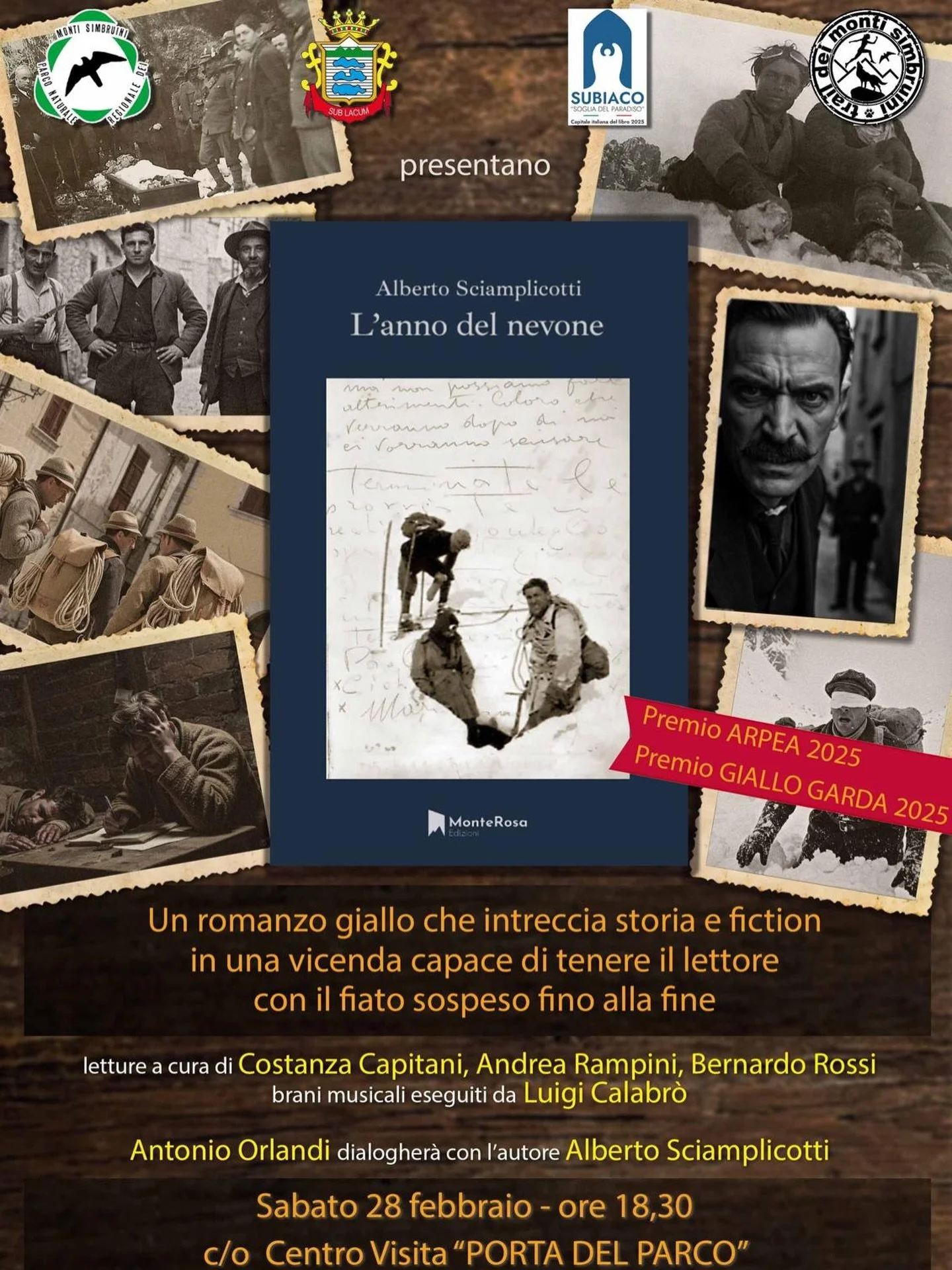 𝐔𝐧 𝐠𝐢𝐚𝐥𝐥𝐨 𝐭𝐫𝐚 𝐬𝐭𝐨𝐫𝐢𝐚 𝐞 𝐦𝐢𝐬𝐭𝐞𝐫𝐨 📖❄️

Sabato 28 febbraio alle ore 18:30, presso il Centro Visita &ldquo;Porta del Parco&rdquo;, un nuovo appuntamento con la narrativa: protagonista &ldquo;L&rsquo;anno del nevone&rdquo; di Albe