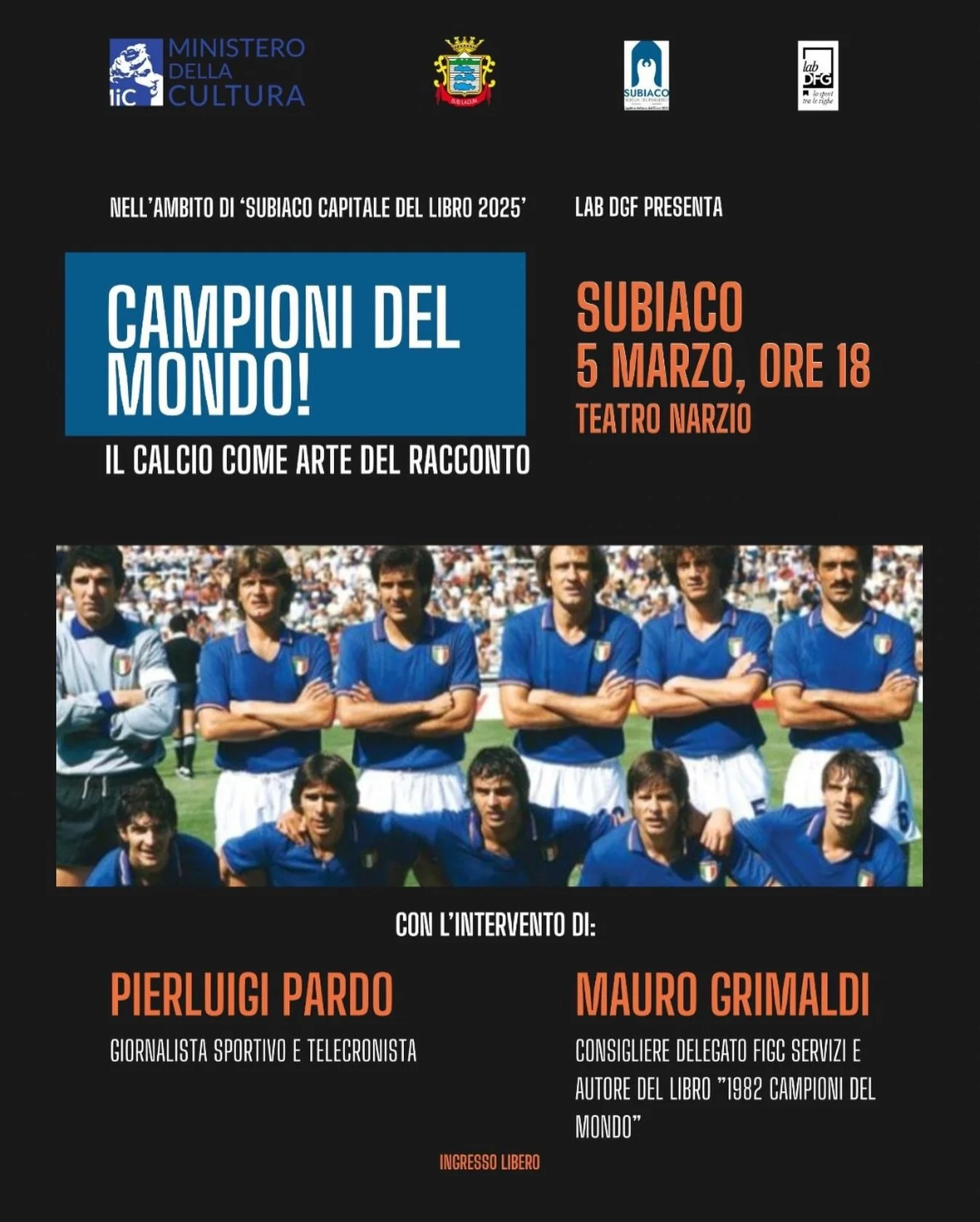 ⚽📖 𝐐𝐮𝐚𝐧𝐝𝐨 𝐢𝐥 𝐜𝐚𝐥𝐜𝐢𝐨 𝐝𝐢𝐯𝐞𝐧𝐭𝐚 𝐫𝐚𝐜𝐜𝐨𝐧𝐭𝐨, 𝐦𝐞𝐦𝐨𝐫𝐢𝐚, 𝐢𝐝𝐞𝐧𝐭𝐢𝐭𝐚̀

Nell&rsquo;ambito di Subiaco Capitale del Libro 2025, un appuntamento imperdibile per tutti gli amanti dello sport e della cultura.

🏆 &ldquo;Camp