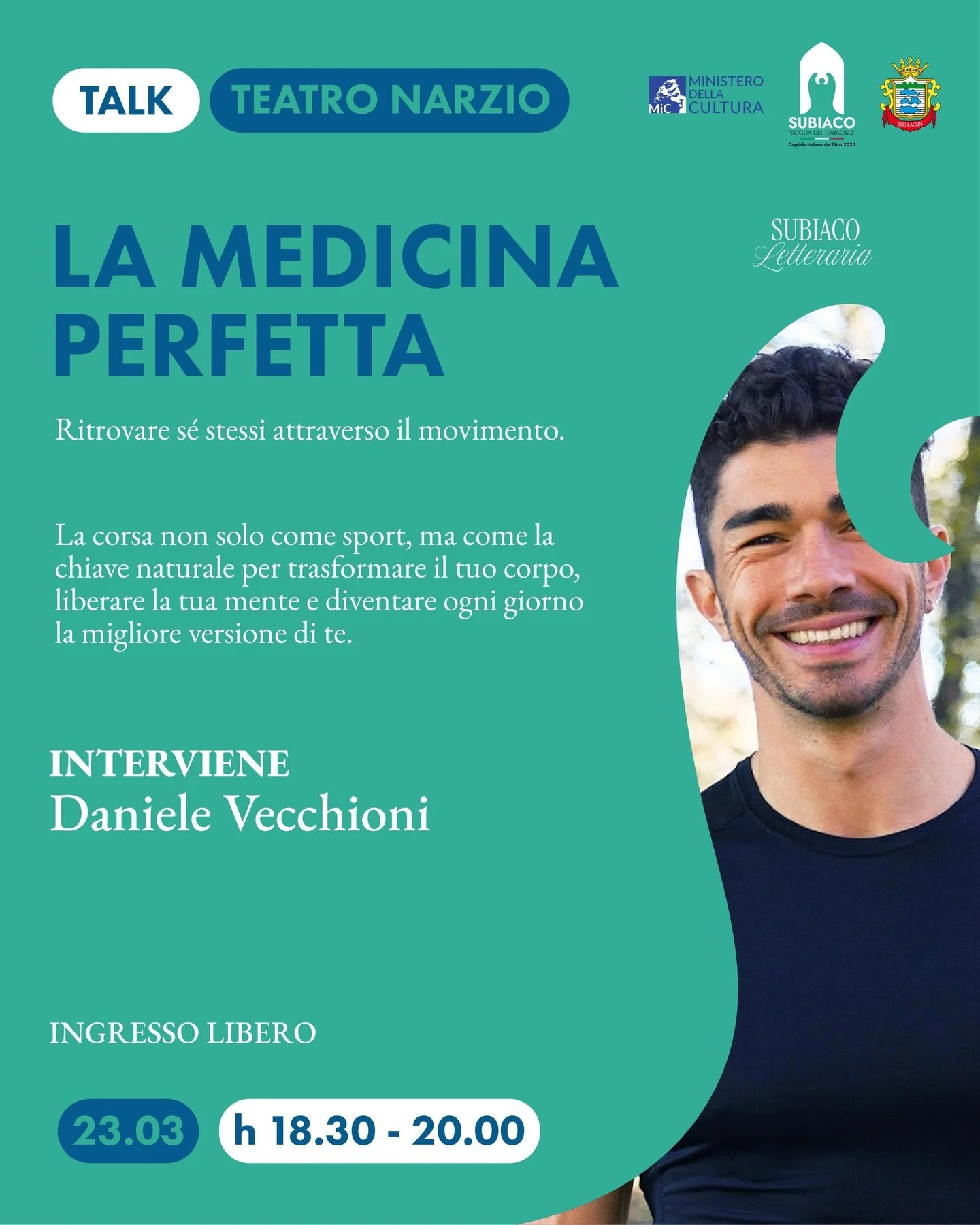 𝐋𝐚 𝐦𝐞𝐝𝐢𝐜𝐢𝐧𝐚 𝐩𝐞𝐫𝐟𝐞𝐭𝐭𝐚 ✨

Ritrovare s&eacute; stessi attraverso il movimento.

👉🏻 Un incontro in collaborazione con @subiacoletteraria dedicato al benessere, alla consapevolezza e alla riscoperta del proprio equilibrio tra corpo e m