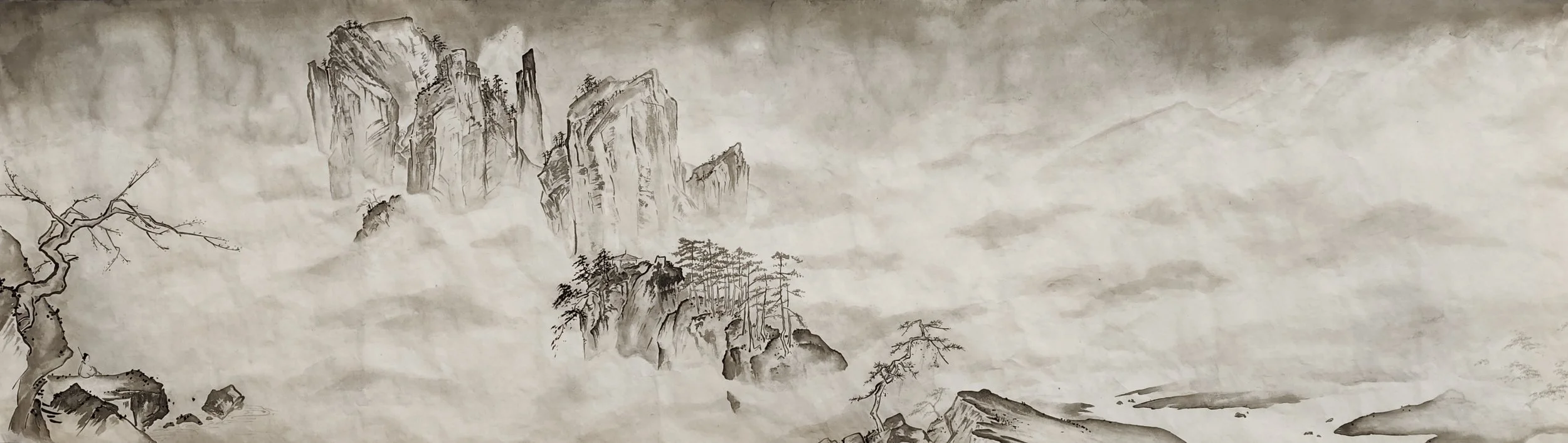 Letting the Fog, Original Creation (Charcoal Ink on Rice Paper | 138cm x 40cm) 1.9.2026