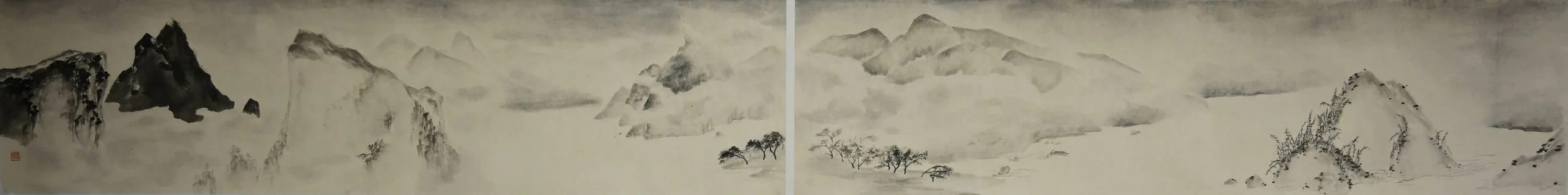 定风波, Original Work
(Charcoal Ink on Bamboo Paper | 276cm x 34.5cm)
