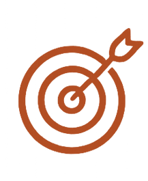 Red target with an arrow hitting the bullseye.