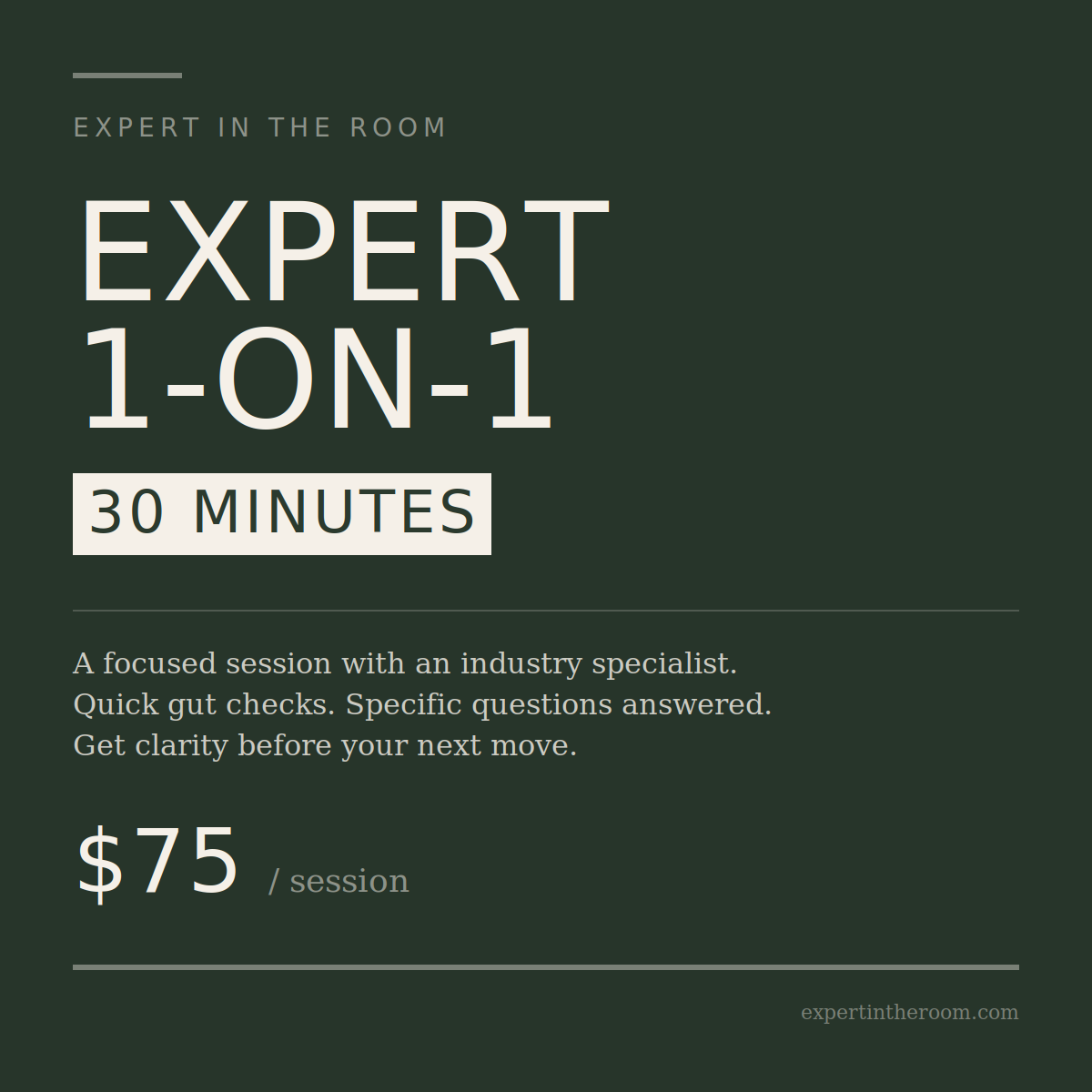 Expert 1-on-1 | 30 Minutes