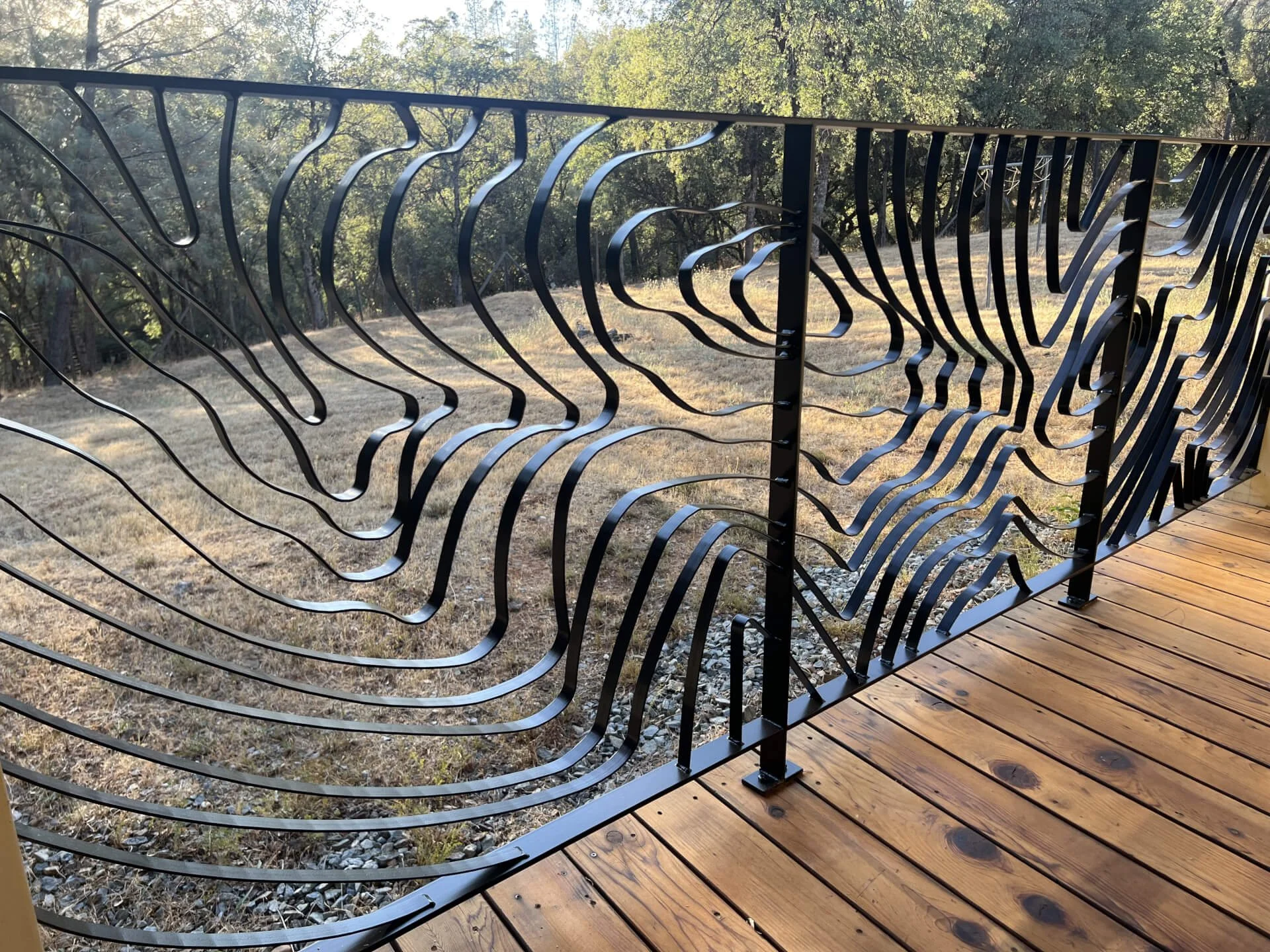 Steel Railing on deck Topograin Design built in Nevada County CA