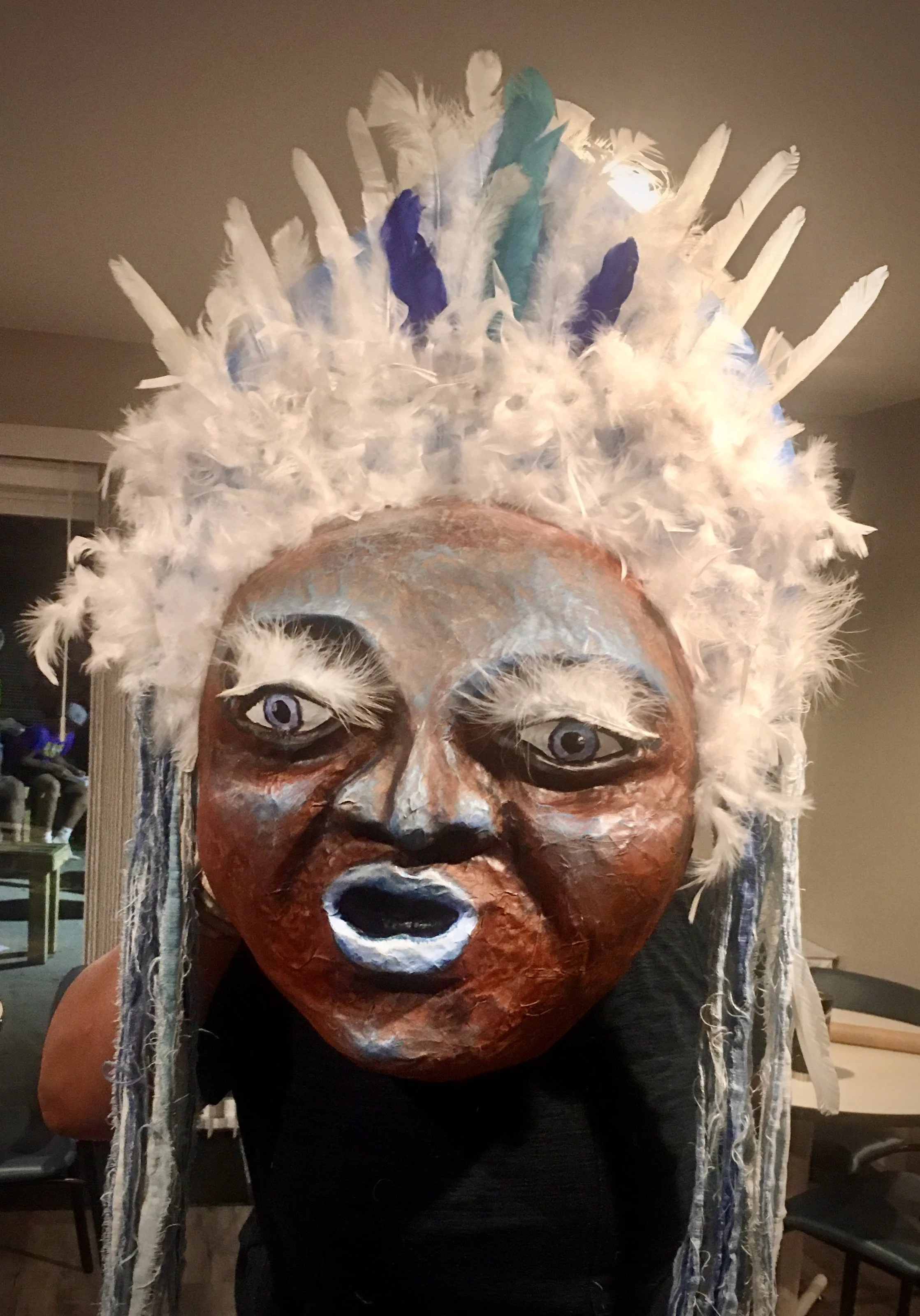 Spirit of Air puppet created by a workshop participant at Motherful - single mamas resource and community center in Columbus Ohio 2021