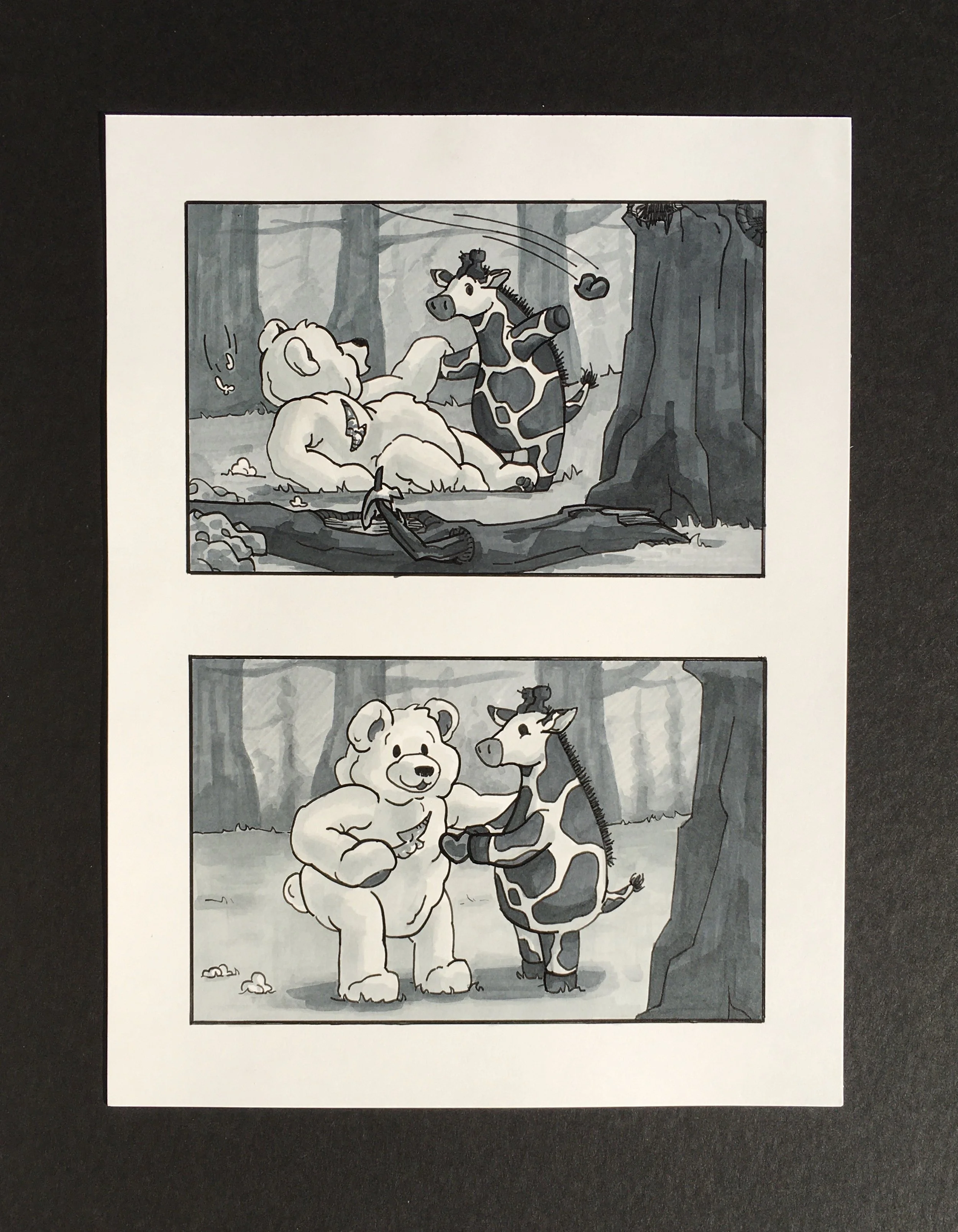 Goodnight Bear, Panels 2 & 3 - Micron Pen, Marker