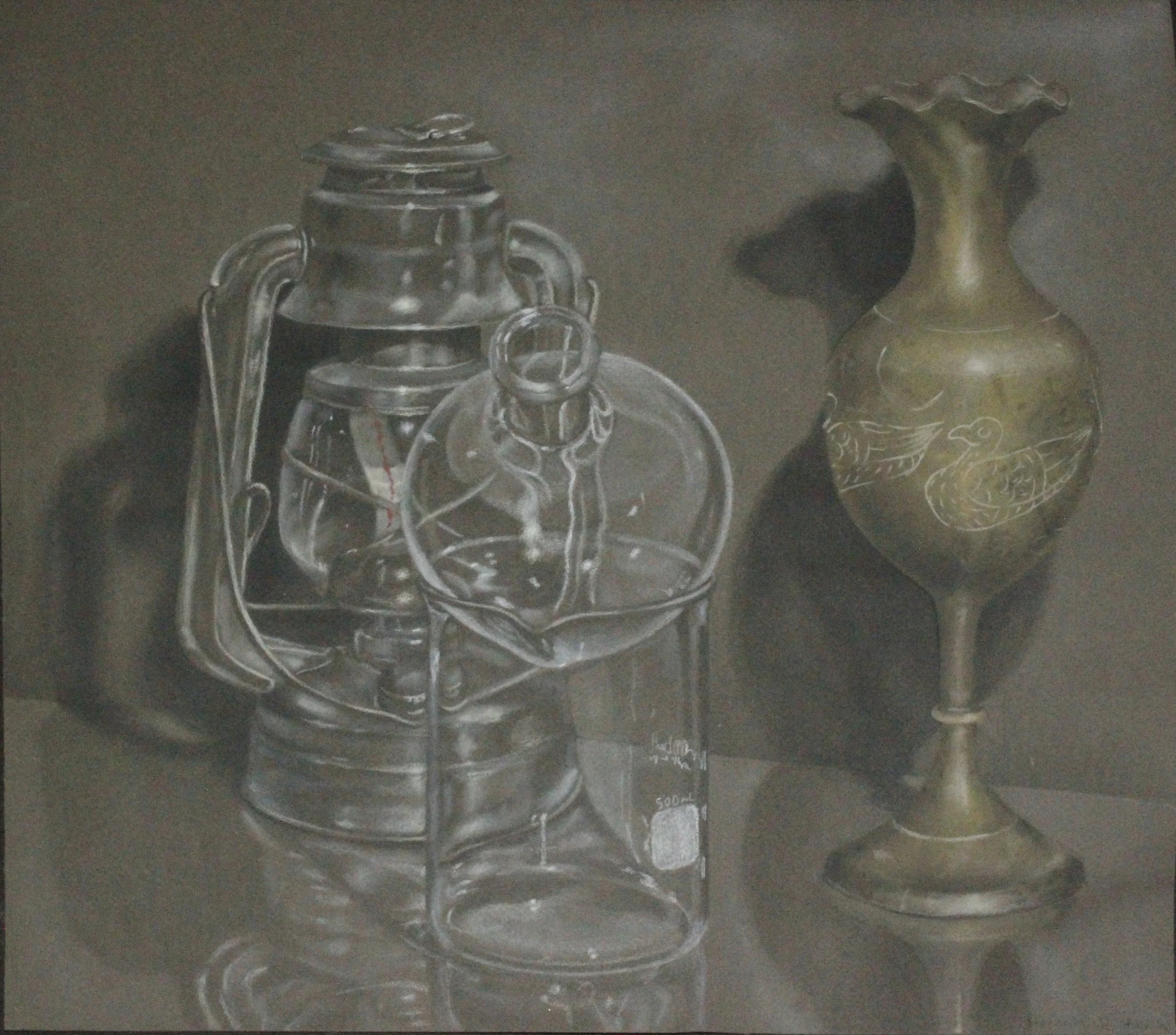 Glass & Metal - Colored Pencil, Pastel, Marker