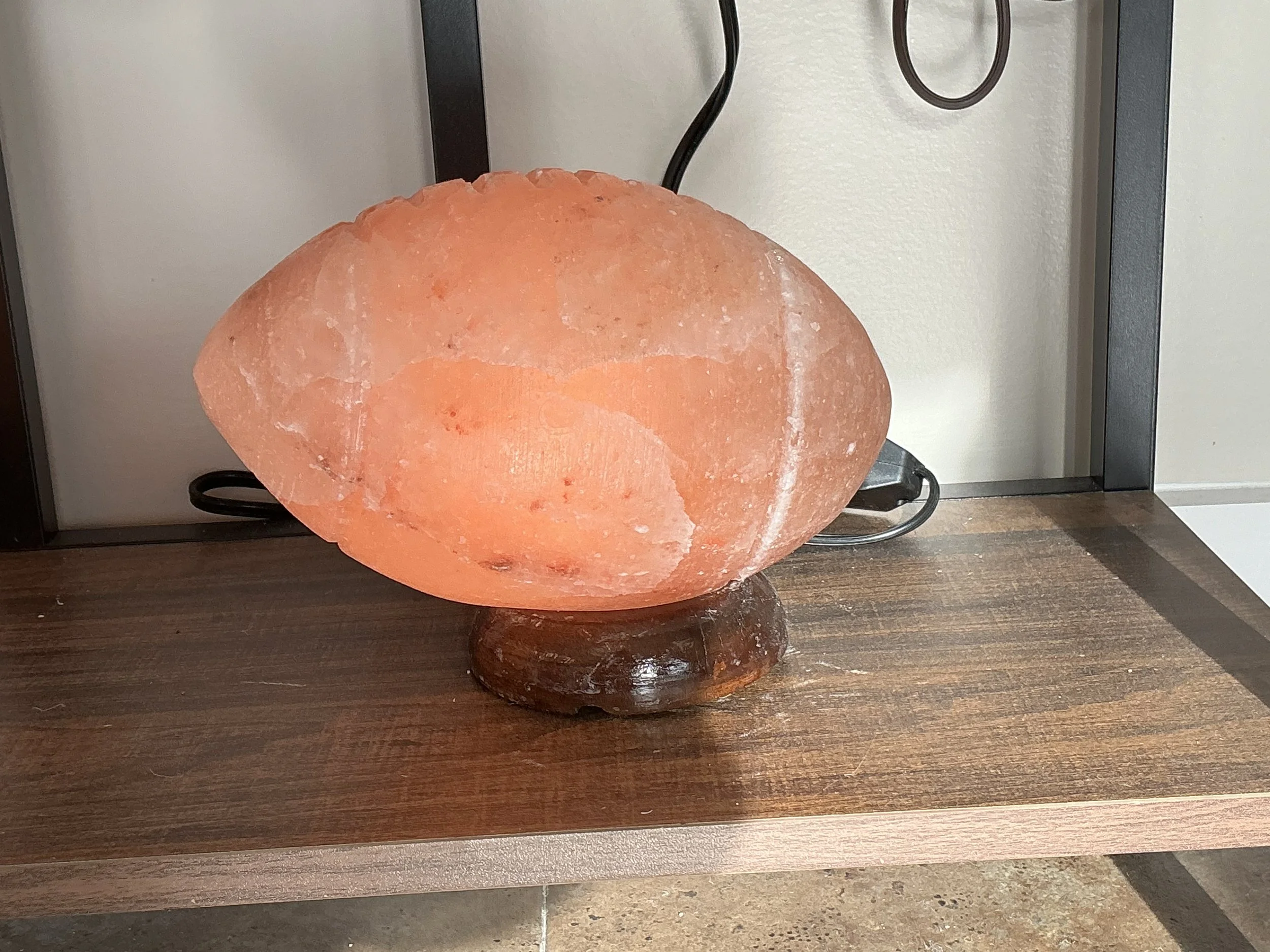 Pink Football Lamp (6-7lbs) 5.5" with Wood Base