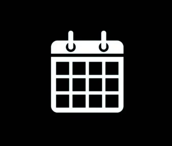 Black background with a white calendar icon.
