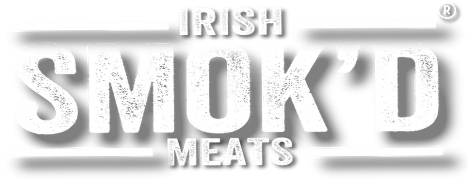Black background with white distressed text that reads 'Irish Smoked Meats'.