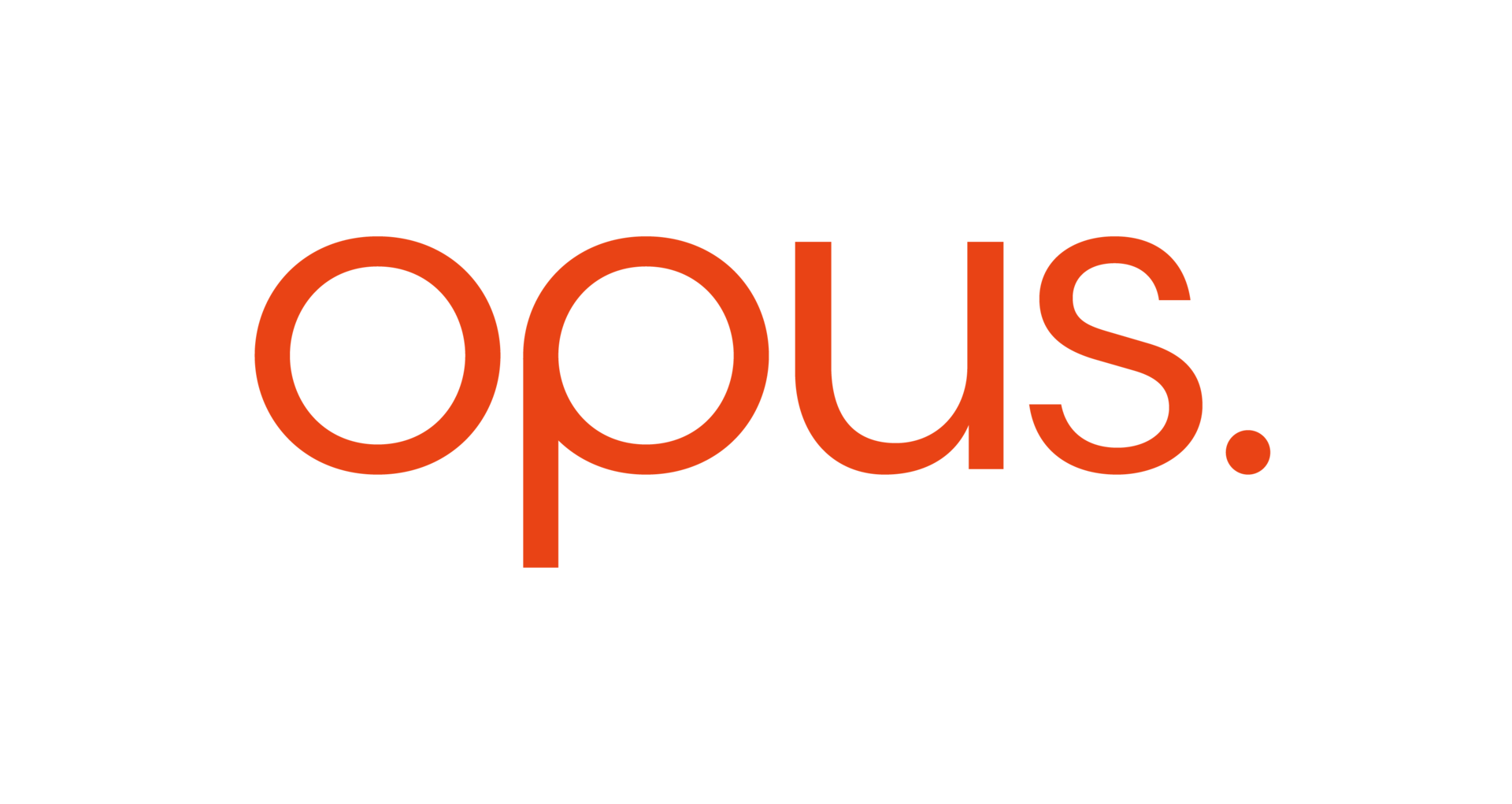 The word 'opus' written in large, bold, red-orange lowercase letters with a period at the end, against a plain white background.