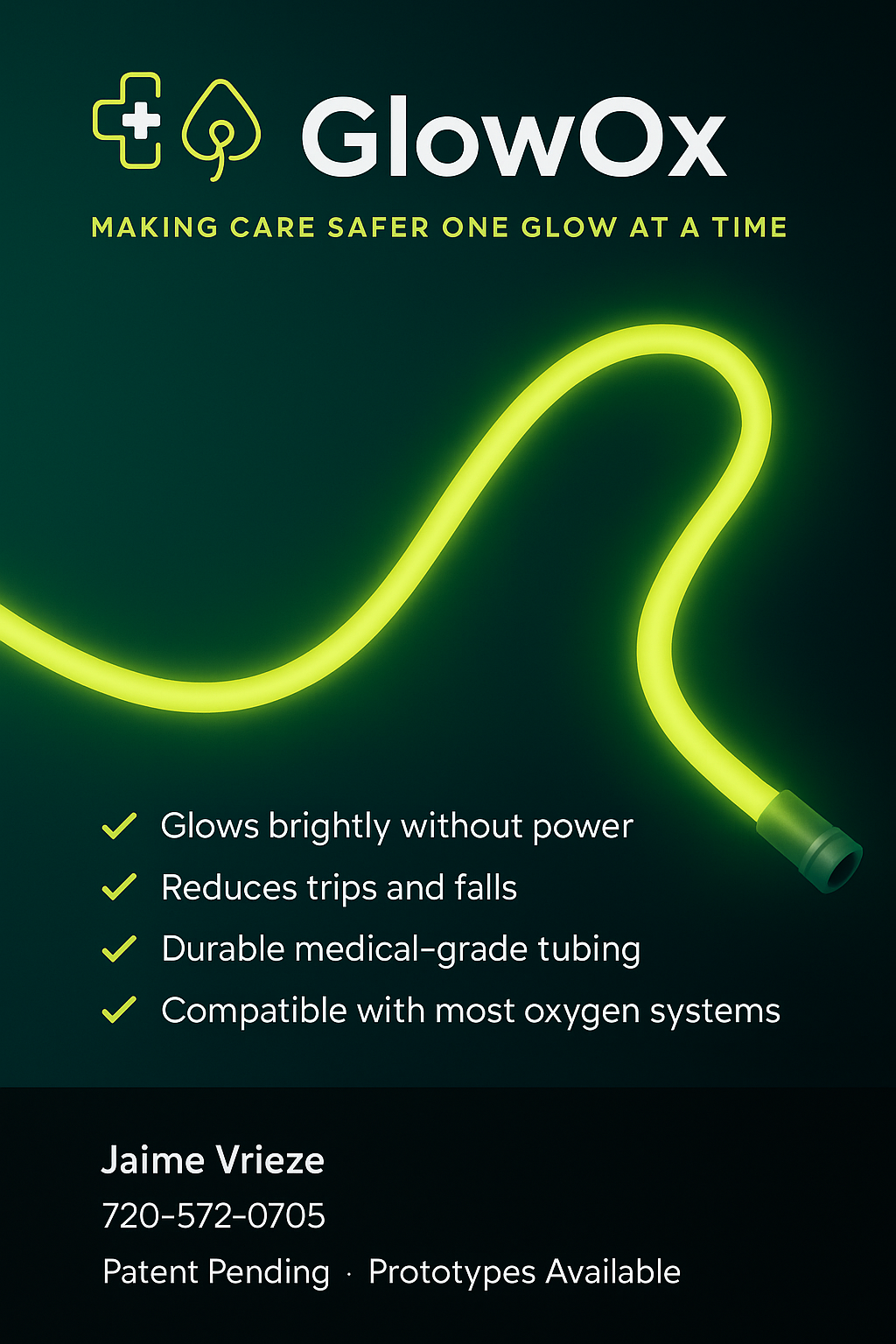 oxygen tubing  (that glows)