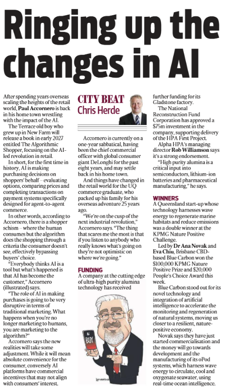 News Article - Courier Mail, Queensland AI advancements, investment, and industry impact, Paul F. Accornero, the Architect of Agentic Commerce