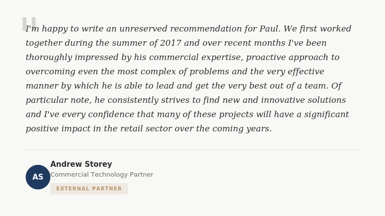 Endorsements from De'Longhi Group executives, Harvard Business School peers, and industry partners on two decades of global commercial leadership.