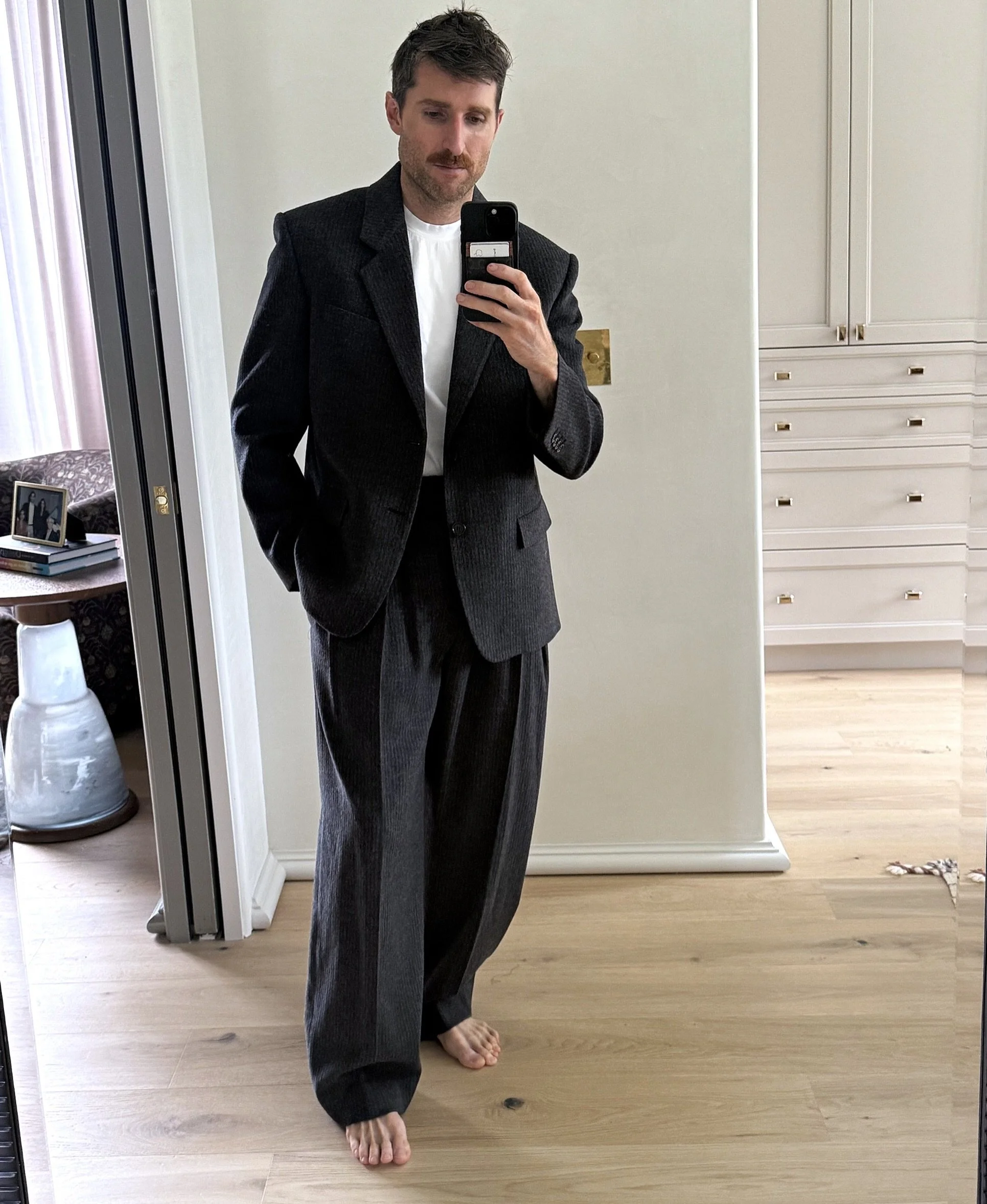 Ten years of Vaccarello at @ysl , and this is what I&rsquo;ll miss most. The shoulder. The drape. Pleats that actually fall right.

Cashmere suit, worn with nothing but a white tee, because when the tailoring is this good, it doesn&rsquo;t need help.
