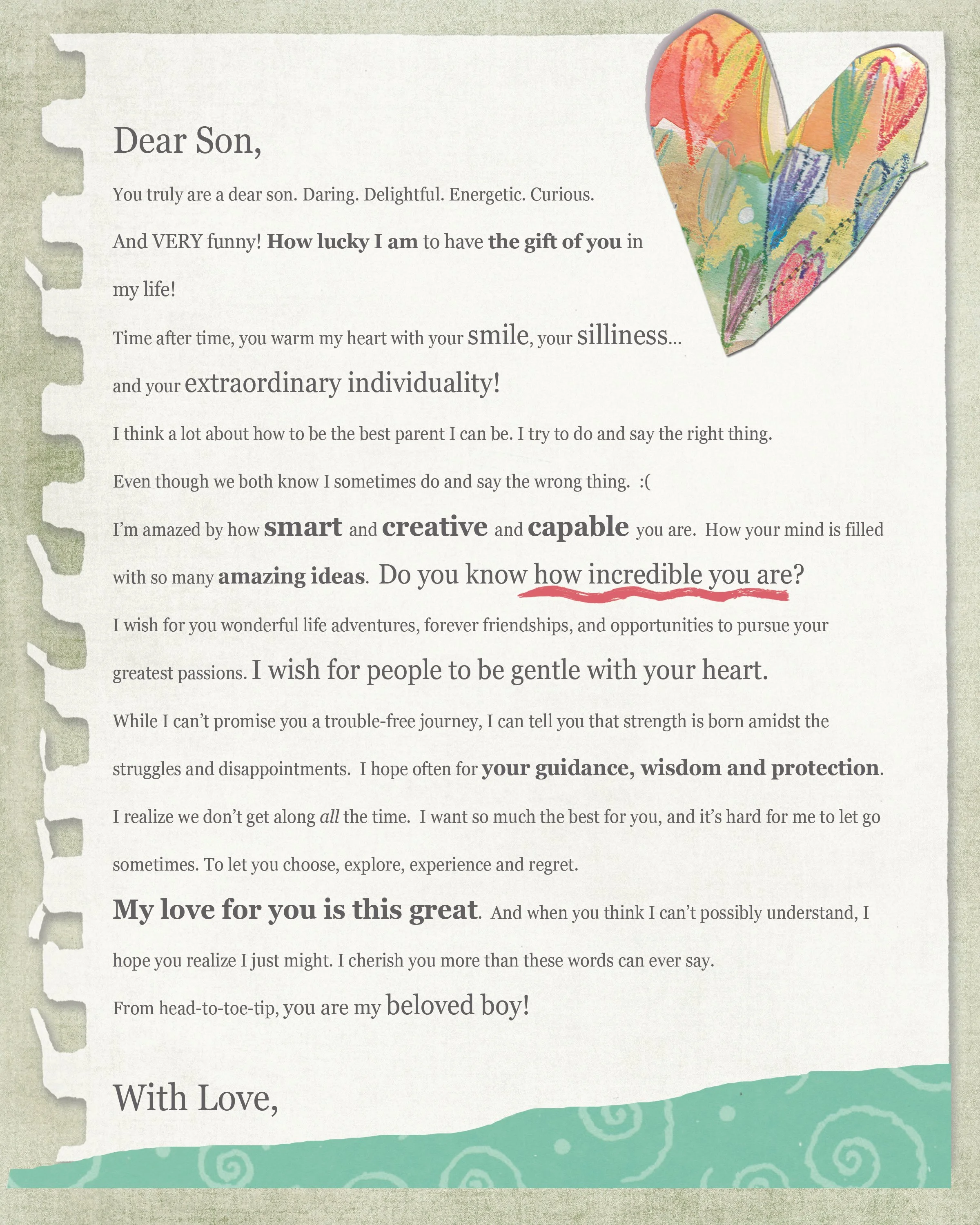 Dear Son Love Letter