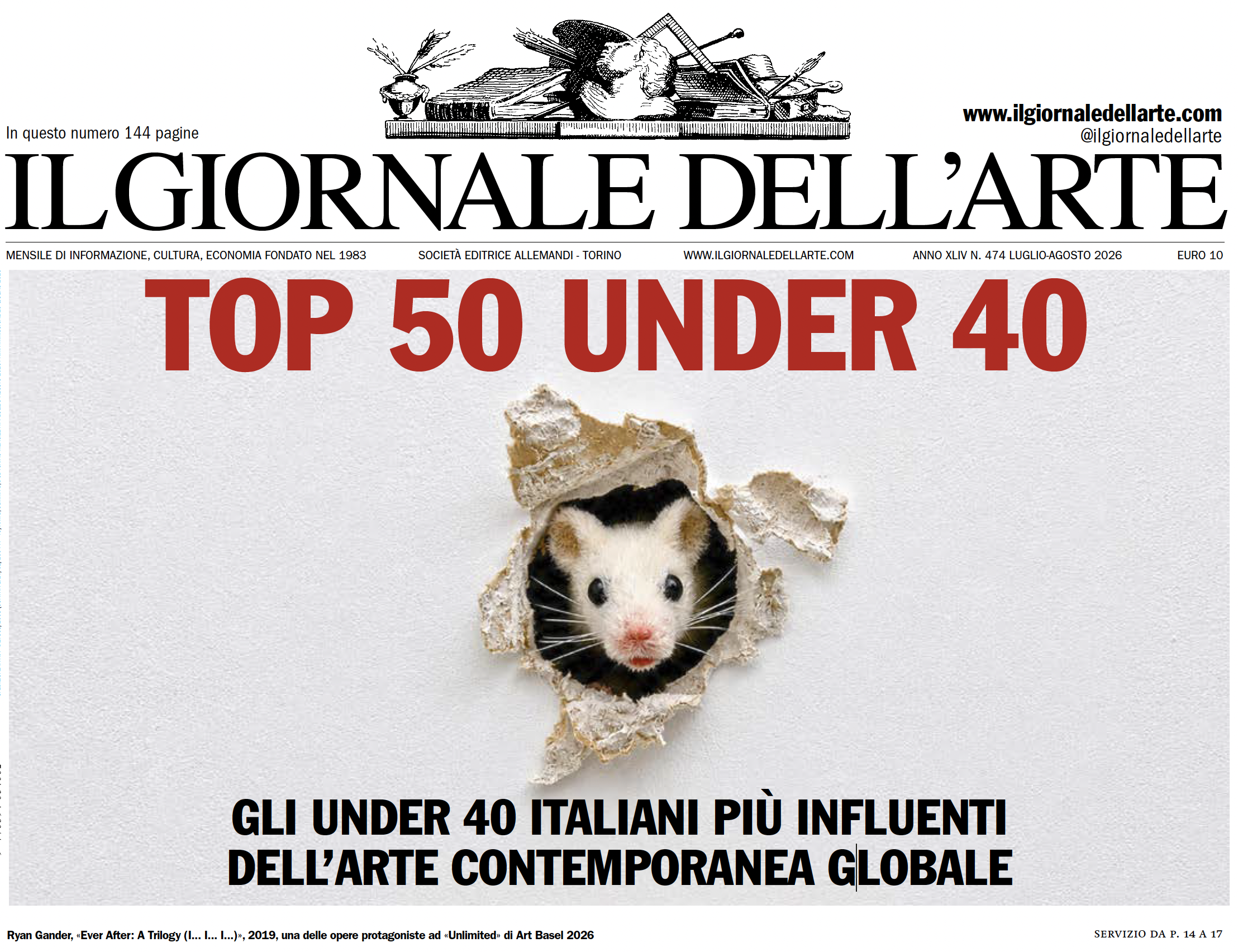 Named Among 50 Italians Shaping Global Contemporary Art: Il Giornale dell'Arte's Top 50 Under 40