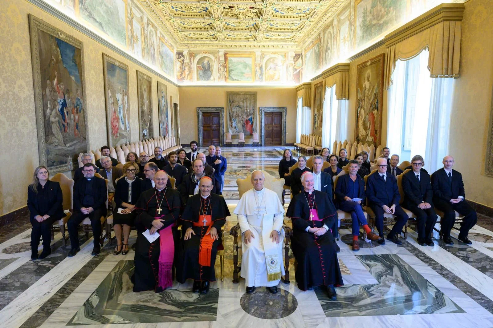Group photo of seminar participants with Pope Leo XIV at the Vatican