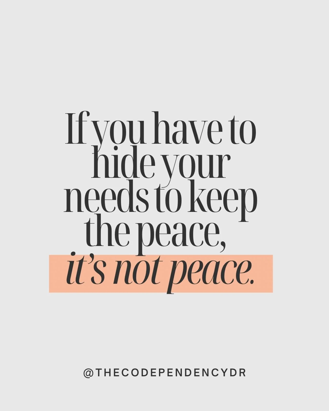 When you swallow your feelings and quiet your needs, the stress it creates inside is not peaceful. 

#codependencyrecovery #boundarieswork #peoplepleasingrecovery selftrust healingjourney emotionalsafety innerpeace mentalhealtheducation relationshipp