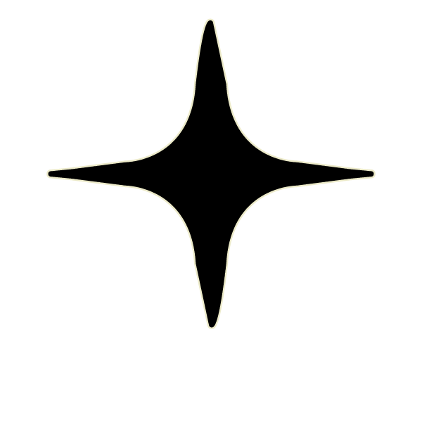 A symmetrical star-shaped light design with four elongated points on a black background.