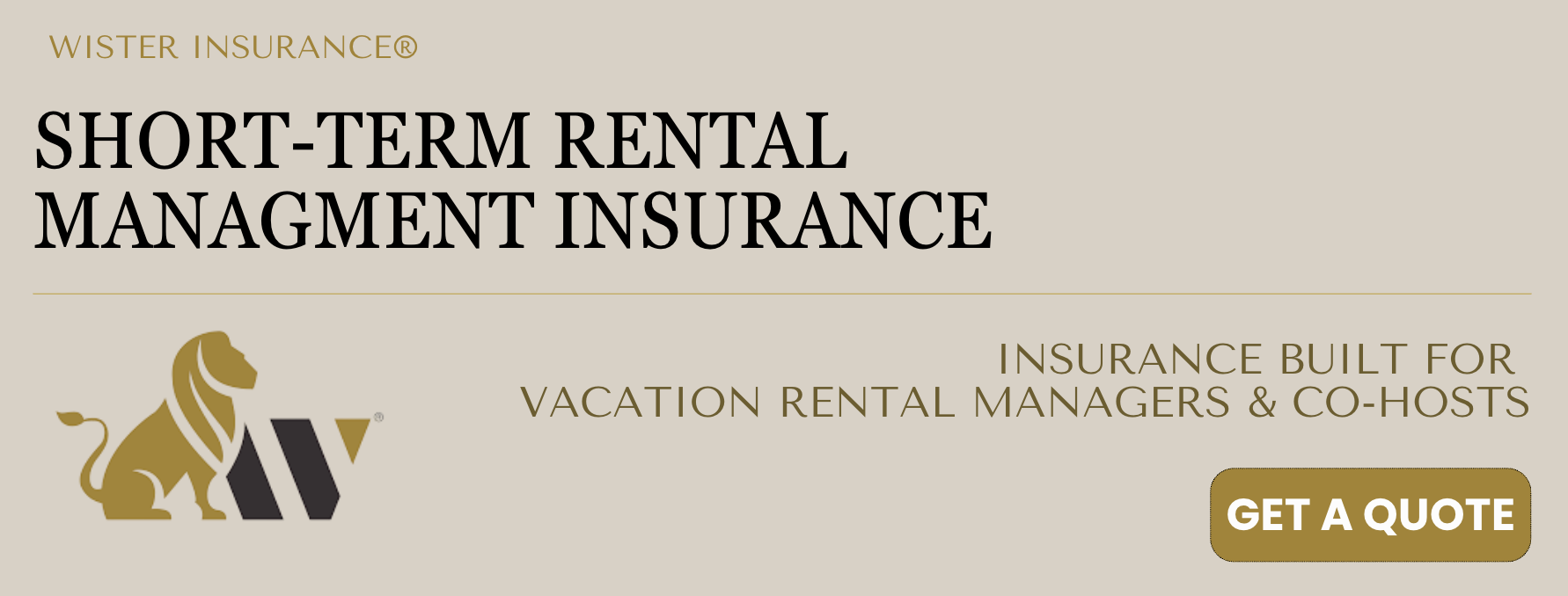 Short-term rental management insurance for vacation rental managers and co-hosts from Wister Insurance