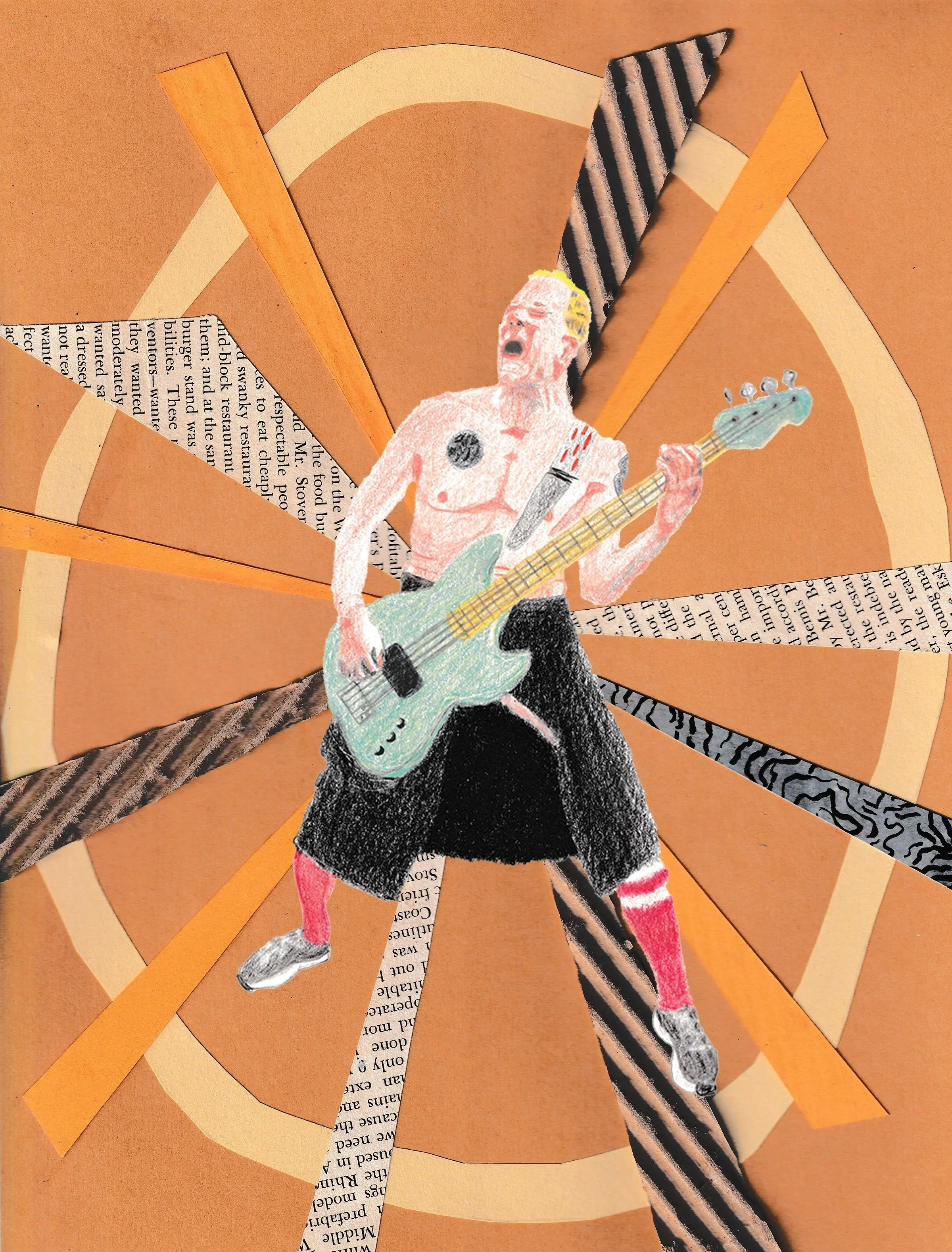 Flea, colored pencil and mixed media collage