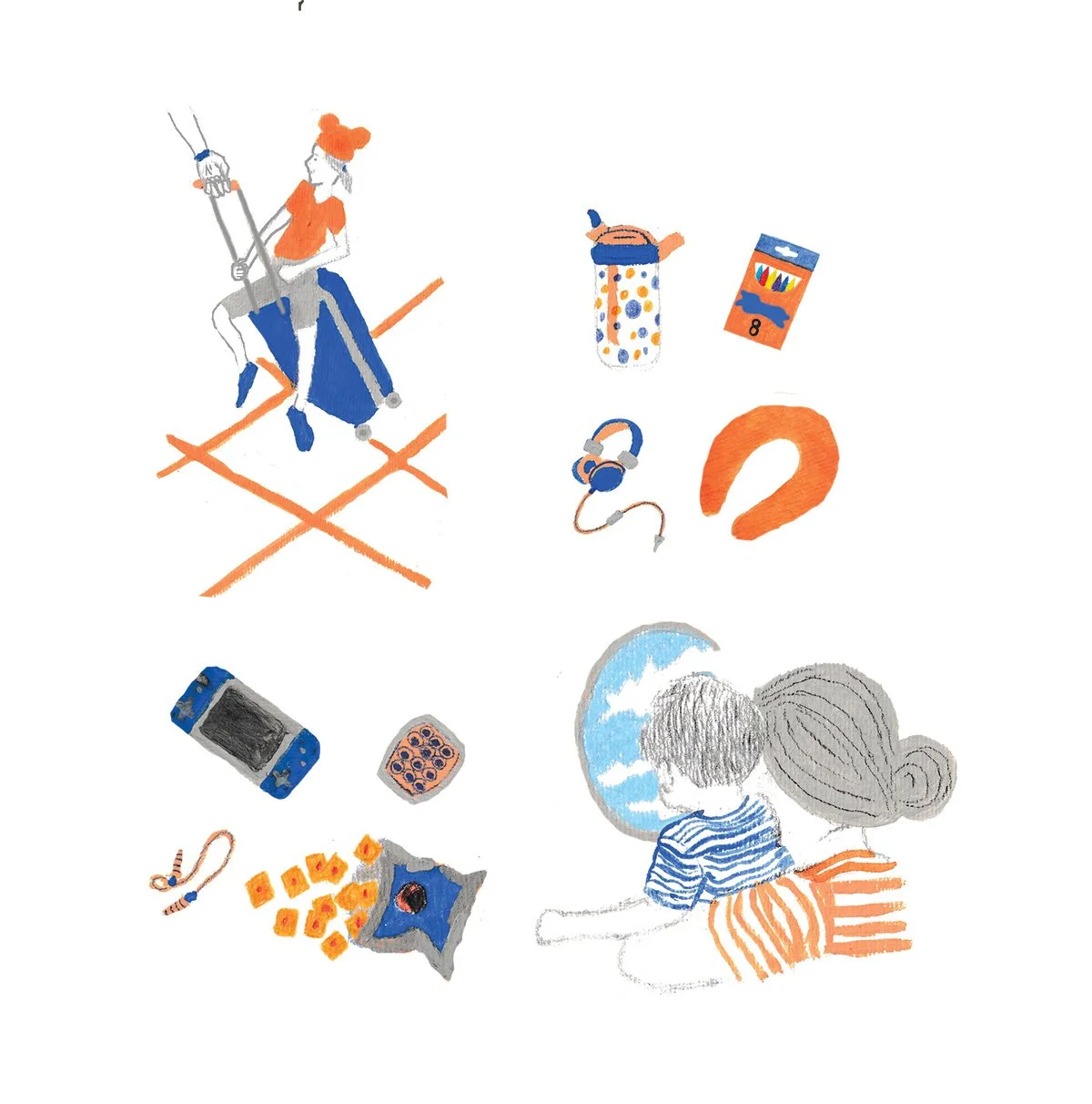 Spot Illustrations for article on traveling with children