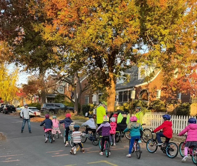 All aboard! Students participate in Brooks Elementary bike bus