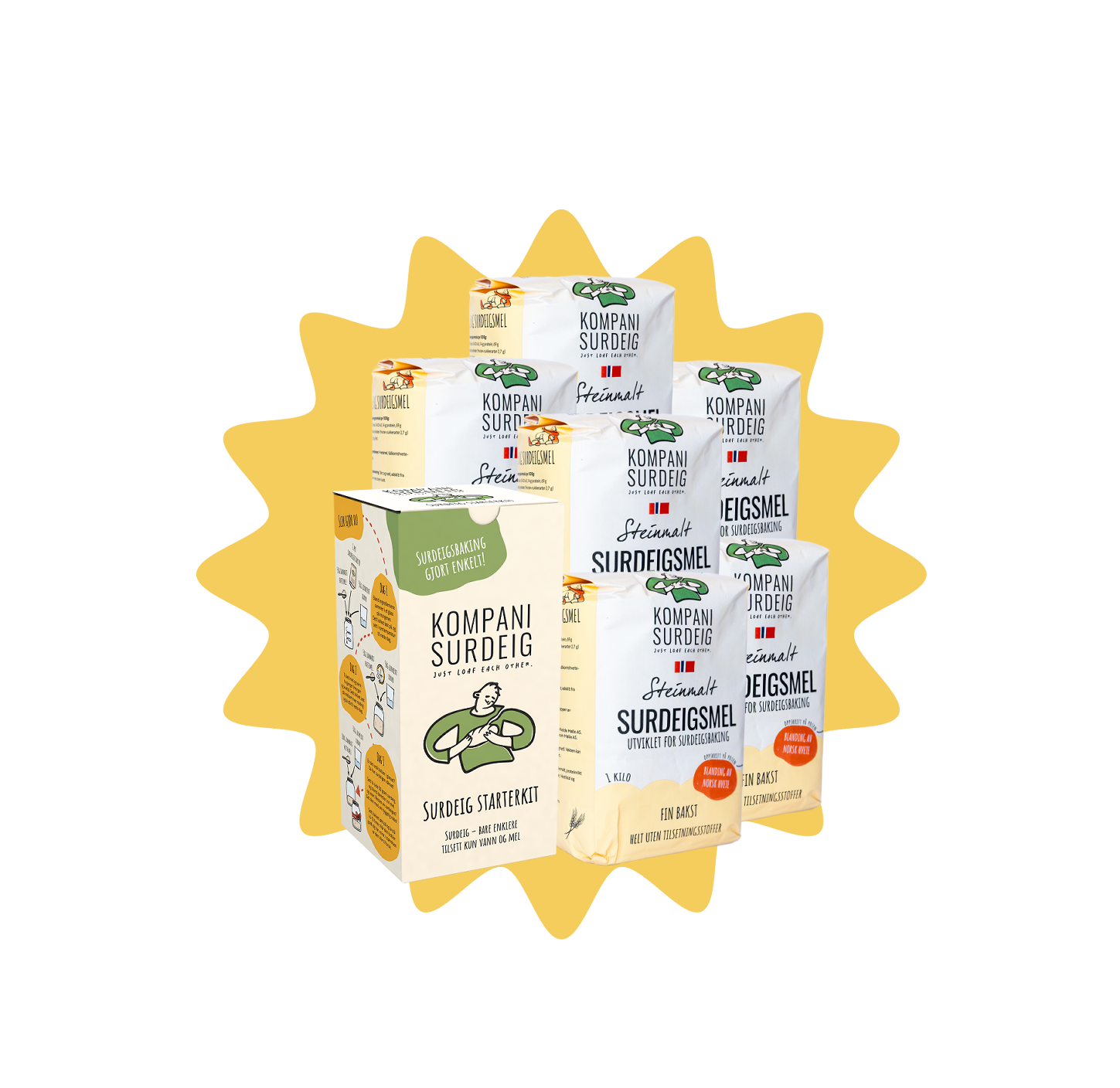 Surdeigsstartpakke | Starterkit og 6 kg steinmalt mel