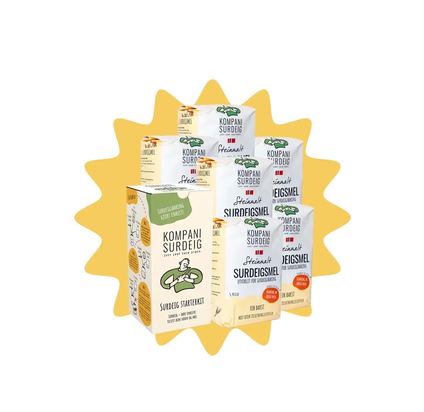 Surdeigsstartpakke – Starterkit og 6 kg steinmalt mel
