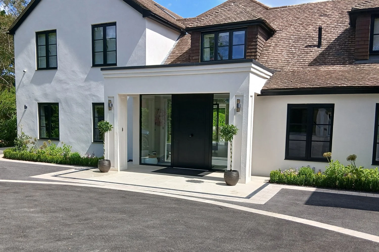 Entrance to house with planting
