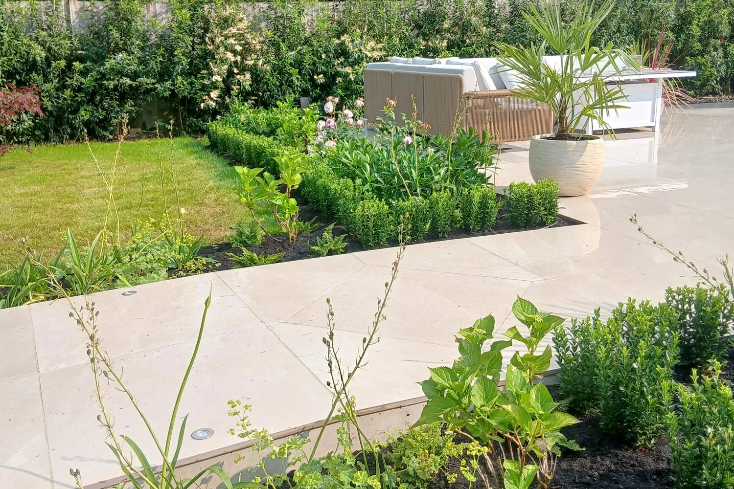 Planting around outdoor seating area