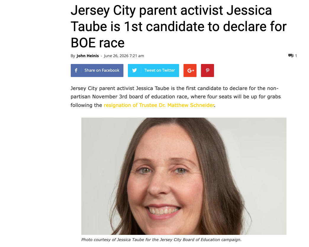 Jersey City parent activist Jessica Taube is 1st candidate to declare for BOE race