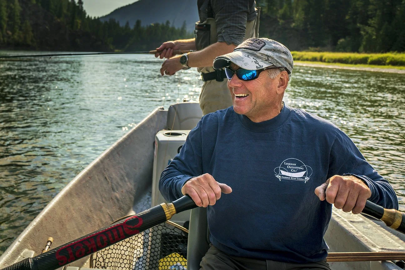 man in drift boat on Montana's Kootenai River