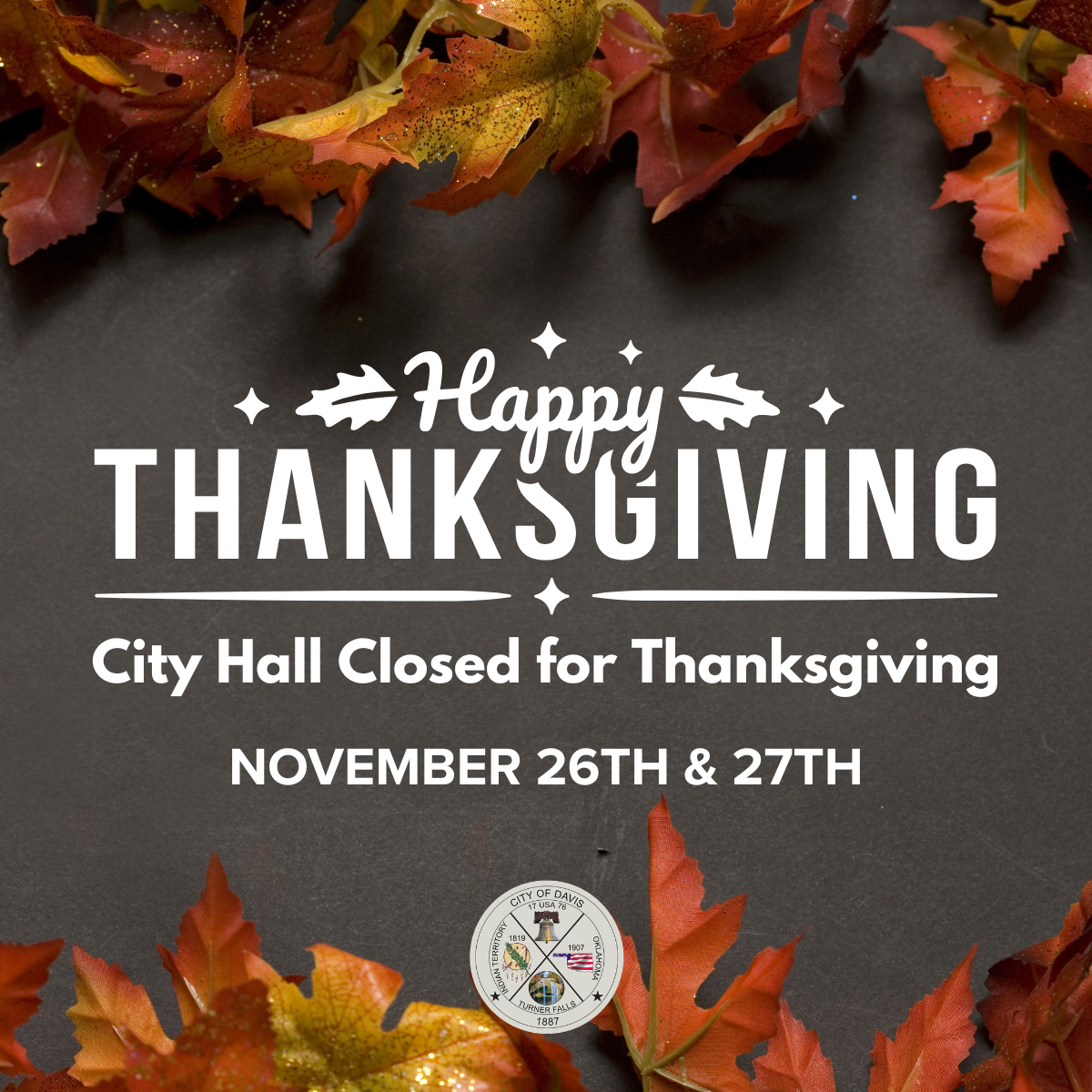 City Hall Closed for Thanksgiving