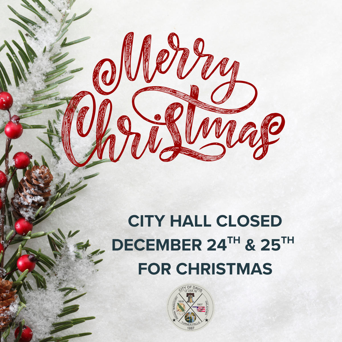 City Hall Closed for Christmas